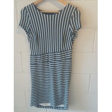 Oliver Black Navy Striped Shift Dress Size 12 NZ Workwear Smart Casual