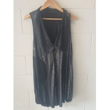 David Pond NZ Avant-Garde Sheer Layered Tunic Vest – Black Silver Shimmer