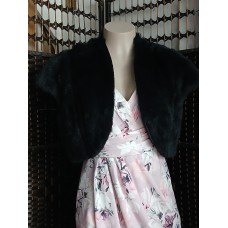Reba Black Faux Fur Capelet Bolero NZ Made Evening Cover Up