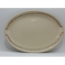Crown Lynn Oval Ovenproof Serving Platter Speckled Cream Brown Rim Crown Lynn Oval Ovenproof Serving Platter Speckled Cream Brown Rim