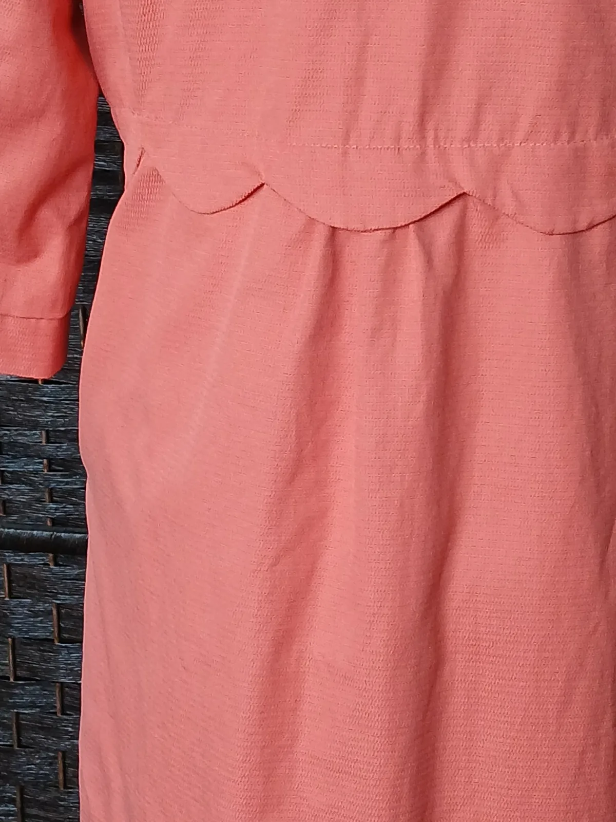 Coral Textured Coat Jacket Puff Sleeve Scallop Detail A/Wear Size M