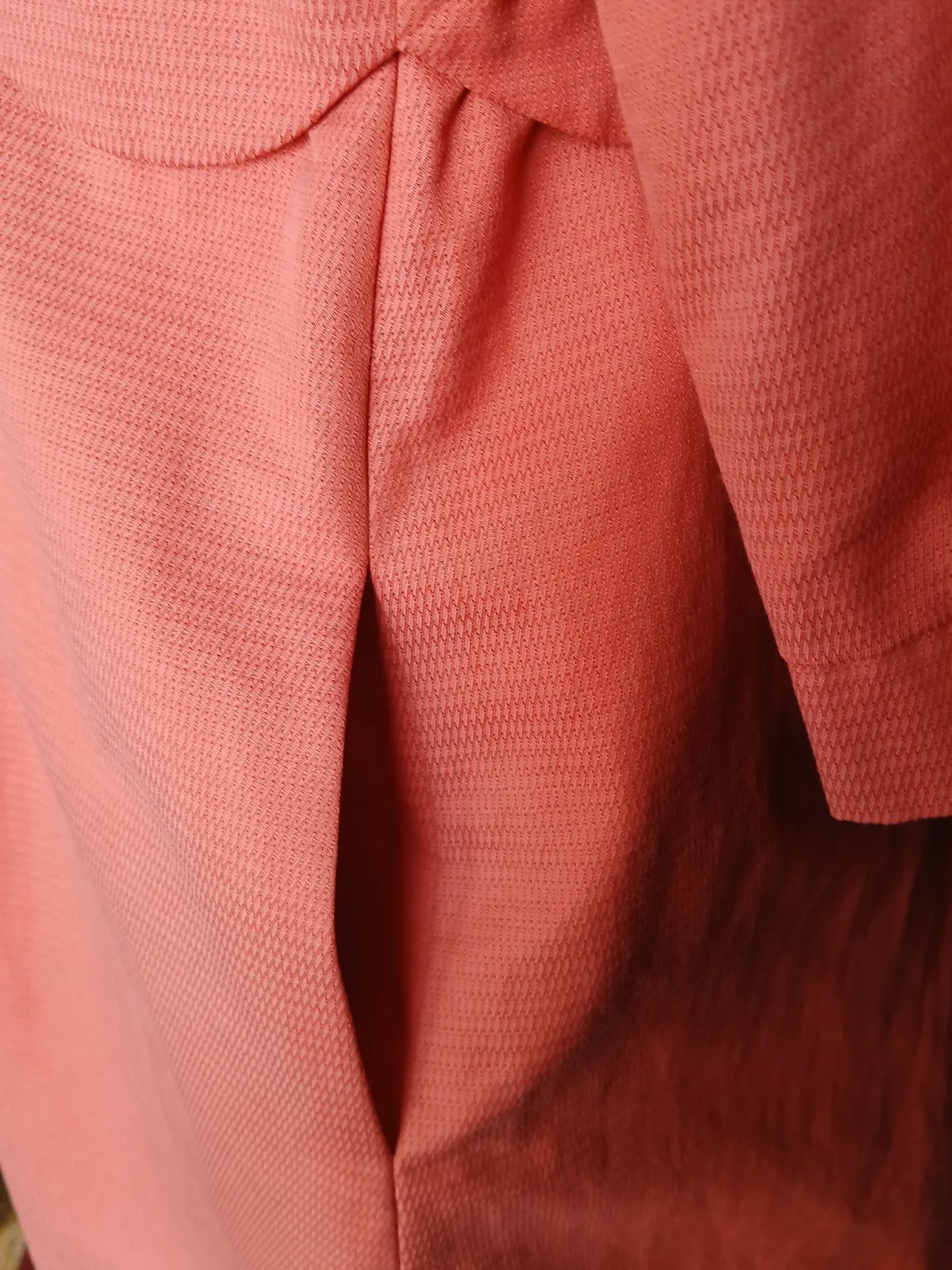 Coral Textured Coat Jacket Puff Sleeve Scallop Detail A/Wear Size M