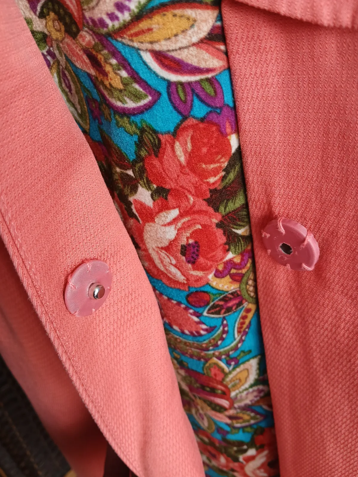 Coral Textured Coat Jacket Puff Sleeve Scallop Detail A/Wear Size M
