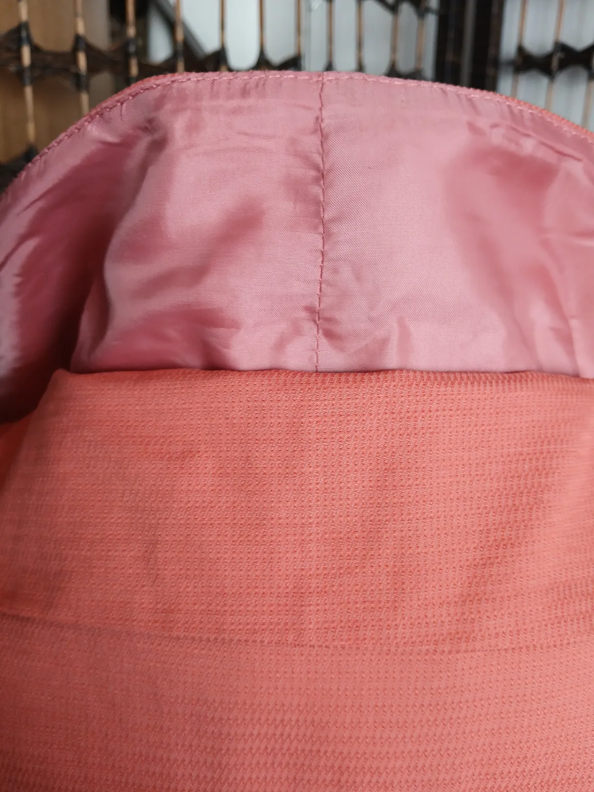 Coral Textured Coat Jacket Puff Sleeve Scallop Detail A/Wear Size M