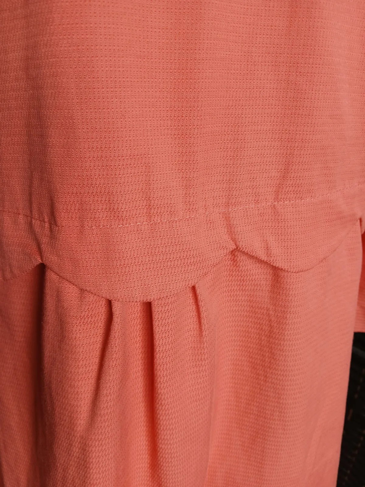 Coral Textured Coat Jacket Puff Sleeve Scallop Detail A/Wear Size M
