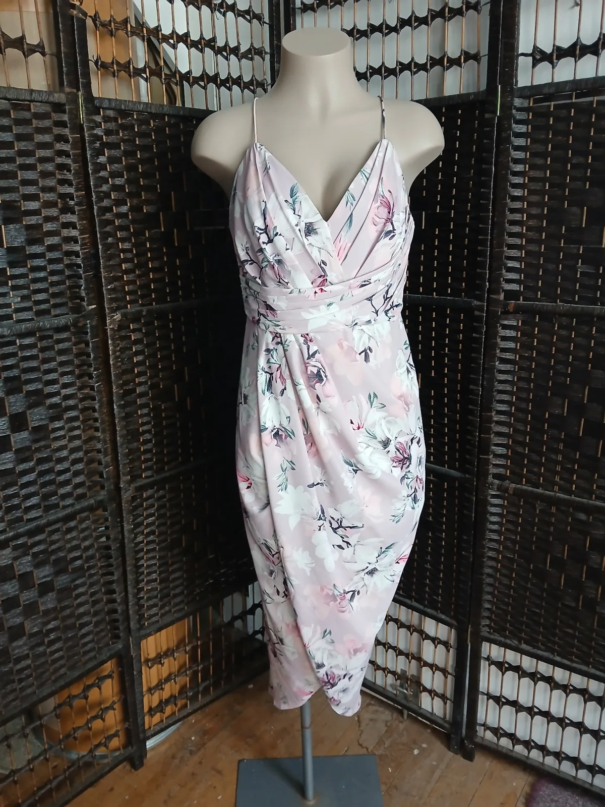 Forever New Petite Floral Midi Dress Blush Pink Size 10