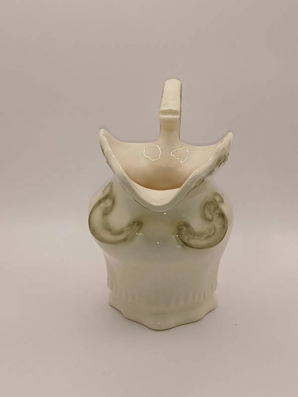 Arnells Jug and Bowl Set Cream Green Ceramic Wash Set 1970s