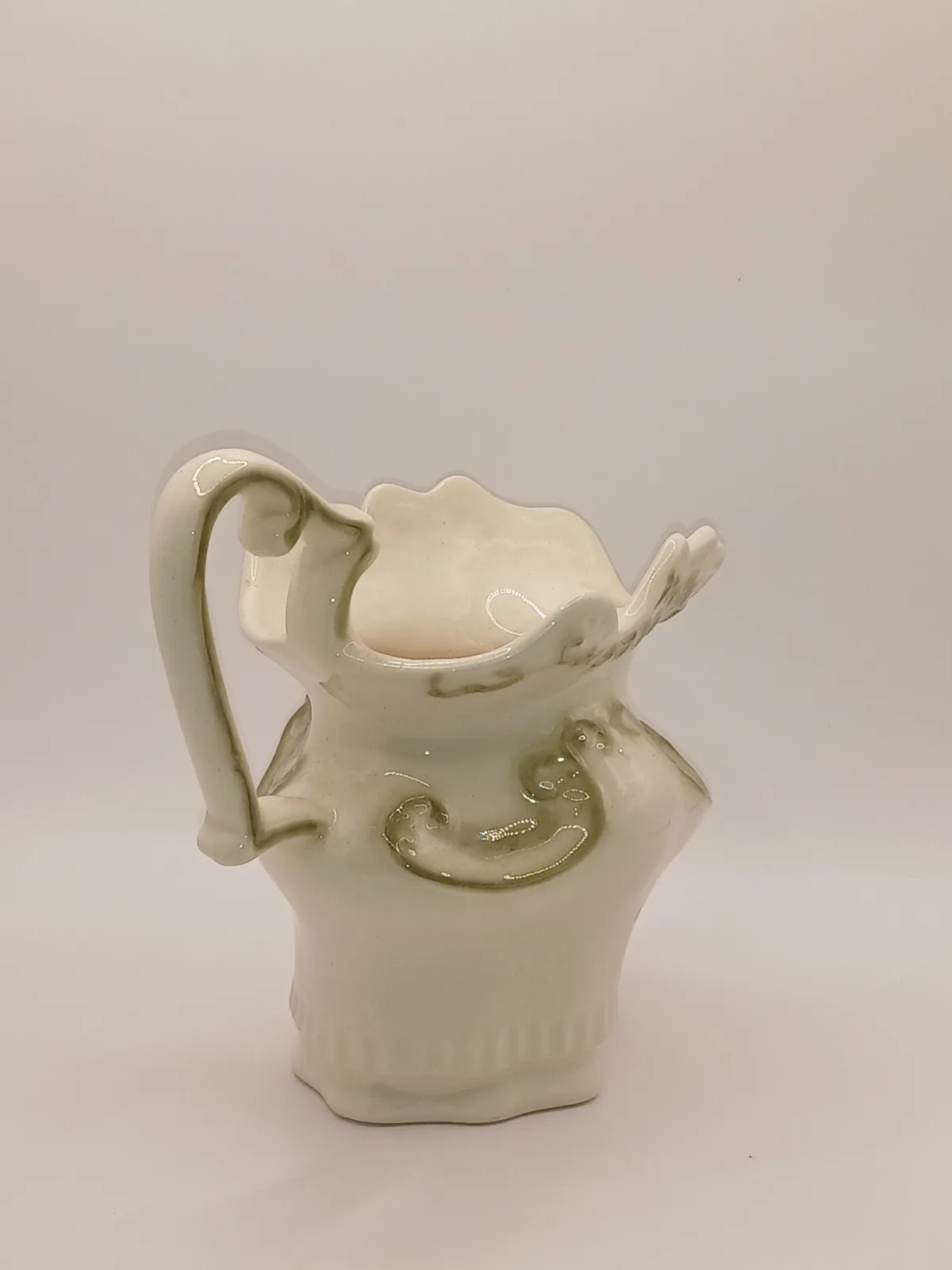 Arnells Jug and Bowl Set Cream Green Ceramic Wash Set 1970s