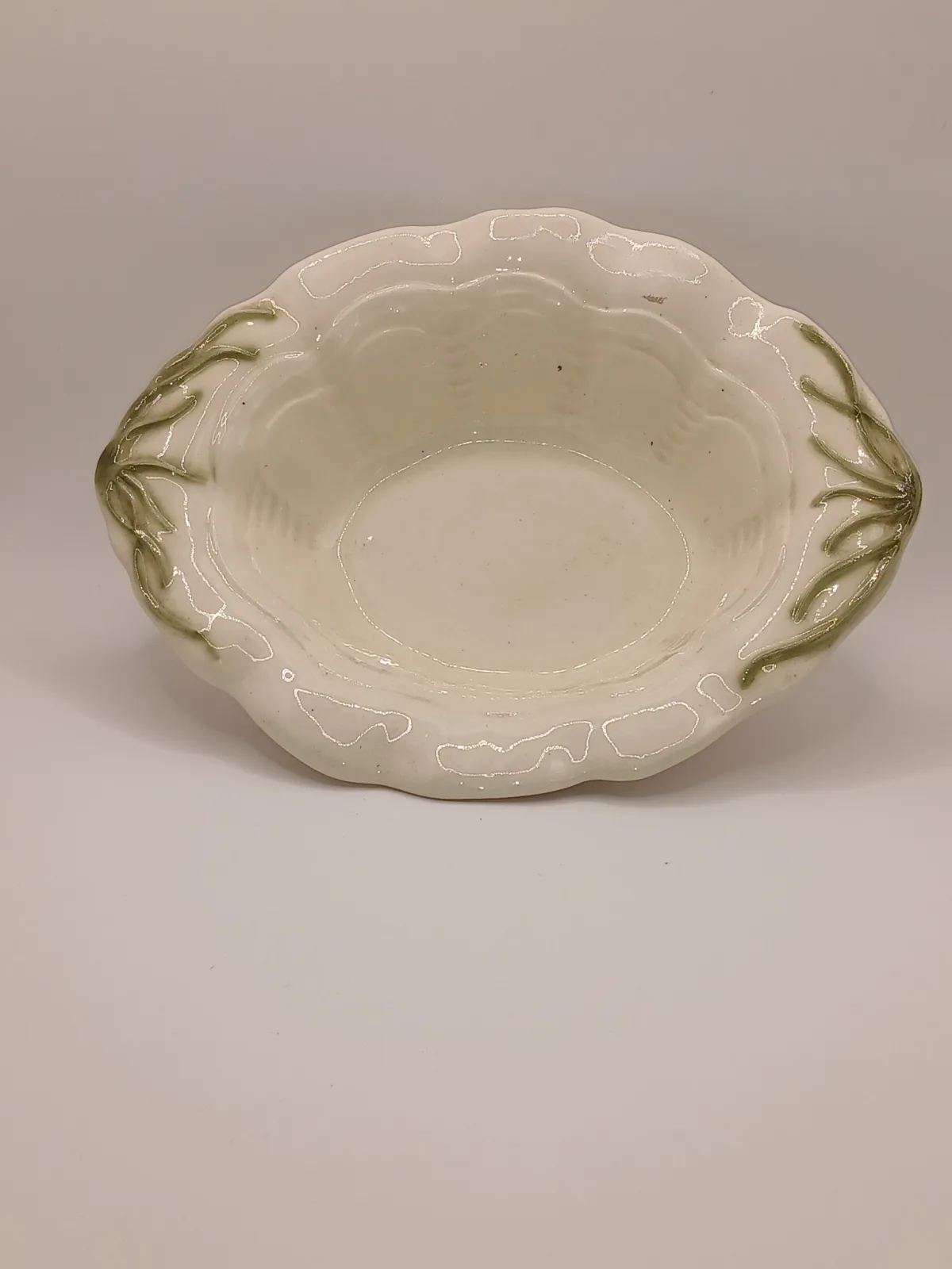 Arnells Jug and Bowl Set Cream Green Ceramic Wash Set 1970s